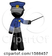 Poster, Art Print Of Black Police Man Teacher Or Conductor With Stick Or Baton Directing