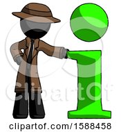 Black Detective Man With Info Symbol Leaning Up Against It