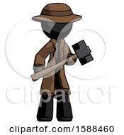 Poster, Art Print Of Black Detective Man With Sledgehammer Standing Ready To Work Or Defend