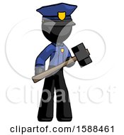 Poster, Art Print Of Black Police Man With Sledgehammer Standing Ready To Work Or Defend