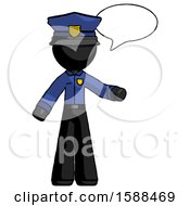 Poster, Art Print Of Black Police Man With Word Bubble Talking Chat Icon