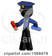 Poster, Art Print Of Black Police Man Red Pill Or Blue Pill Concept