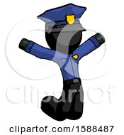 Poster, Art Print Of Black Police Man Jumping Or Kneeling With Gladness