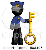Black Police Man Holding Key Made Of Gold