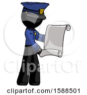 Poster, Art Print Of Black Police Man Holding Blueprints Or Scroll