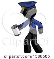 Poster, Art Print Of Black Police Man Begger Holding Can Begging Or Asking For Charity Facing Left