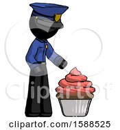 Poster, Art Print Of Black Police Man With Giant Cupcake Dessert