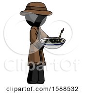 Poster, Art Print Of Black Detective Man Holding Noodles Offering To Viewer