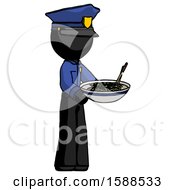 Black Police Man Holding Noodles Offering To Viewer