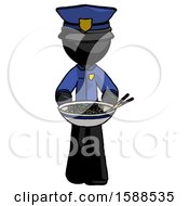 Black Police Man Serving Or Presenting Noodles