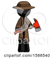 Poster, Art Print Of Black Detective Man Holding Red Fire Fighters Ax