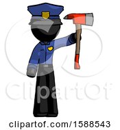Poster, Art Print Of Black Police Man Holding Up Red Firefighters Ax