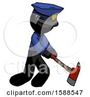 Poster, Art Print Of Black Police Man Striking With A Red Firefighters Ax