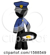 Black Police Man Frying Egg In Pan Or Wok