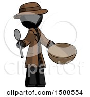 Poster, Art Print Of Black Detective Man With Empty Bowl And Spoon Ready To Make Something