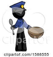 Poster, Art Print Of Black Police Man With Empty Bowl And Spoon Ready To Make Something