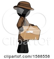 Black Detective Man Holding Package To Send Or Recieve In Mail