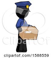 Black Police Man Holding Package To Send Or Recieve In Mail