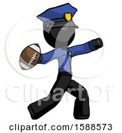 Black Police Man Throwing Football