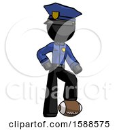 Poster, Art Print Of Black Police Man Standing With Foot On Football