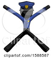 Black Police Man With Arms And Legs Stretched Out