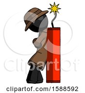 Poster, Art Print Of Black Detective Man Leaning Against Dynimate Large Stick Ready To Blow