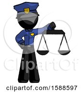 Poster, Art Print Of Black Police Man Holding Scales Of Justice