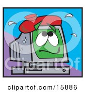 Sick Computer With An Ice Pack On Its Screen Symbolising A Crashing Computer Clipart Illustration
