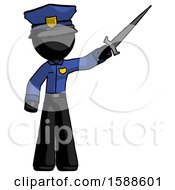 Black Police Man Holding Sword In The Air Victoriously