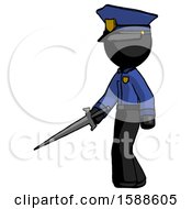 Black Police Man With Sword Walking Confidently