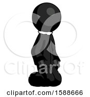 Black Clergy Man Kneeling Angle View Right