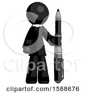 Black Clergy Man Holding Large Pen