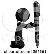 Poster, Art Print Of Black Clergy Man Posing With Giant Pen In Powerful Yet Awkward Manner