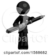 Black Clergy Man Posing Confidently With Giant Pen