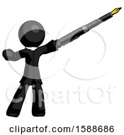 Poster, Art Print Of Black Clergy Man Pen Is Mightier Than The Sword Calligraphy Pose