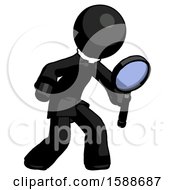 Black Clergy Man Inspecting With Large Magnifying Glass Right