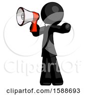 Poster, Art Print Of Black Clergy Man Shouting Into Megaphone Bullhorn Facing Left