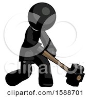 Poster, Art Print Of Black Clergy Man Hitting With Sledgehammer Or Smashing Something At Angle