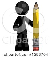 Poster, Art Print Of Black Clergy Man With Large Pencil Standing Ready To Write
