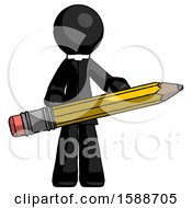 Poster, Art Print Of Black Clergy Man Writer Or Blogger Holding Large Pencil