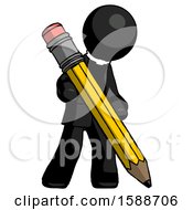 Black Clergy Man Writing With Large Pencil