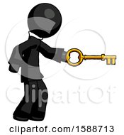 Black Clergy Man With Big Key Of Gold Opening Something