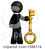 Black Clergy Man Holding Key Made Of Gold