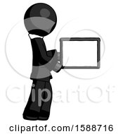 Black Clergy Man Show Tablet Device Computer To Viewer Blank Area
