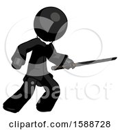 Poster, Art Print Of Black Clergy Man Stabbing With Ninja Sword Katana