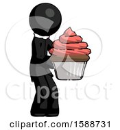 Poster, Art Print Of Black Clergy Man Holding Large Cupcake Ready To Eat Or Serve