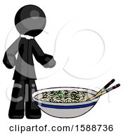 Poster, Art Print Of Black Clergy Man And Noodle Bowl Giant Soup Restaraunt Concept