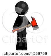 Poster, Art Print Of Black Clergy Man Holding Red Fire Fighters Ax