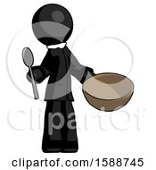 Poster, Art Print Of Black Clergy Man With Empty Bowl And Spoon Ready To Make Something
