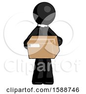 Black Clergy Man Holding Box Sent Or Arriving In Mail